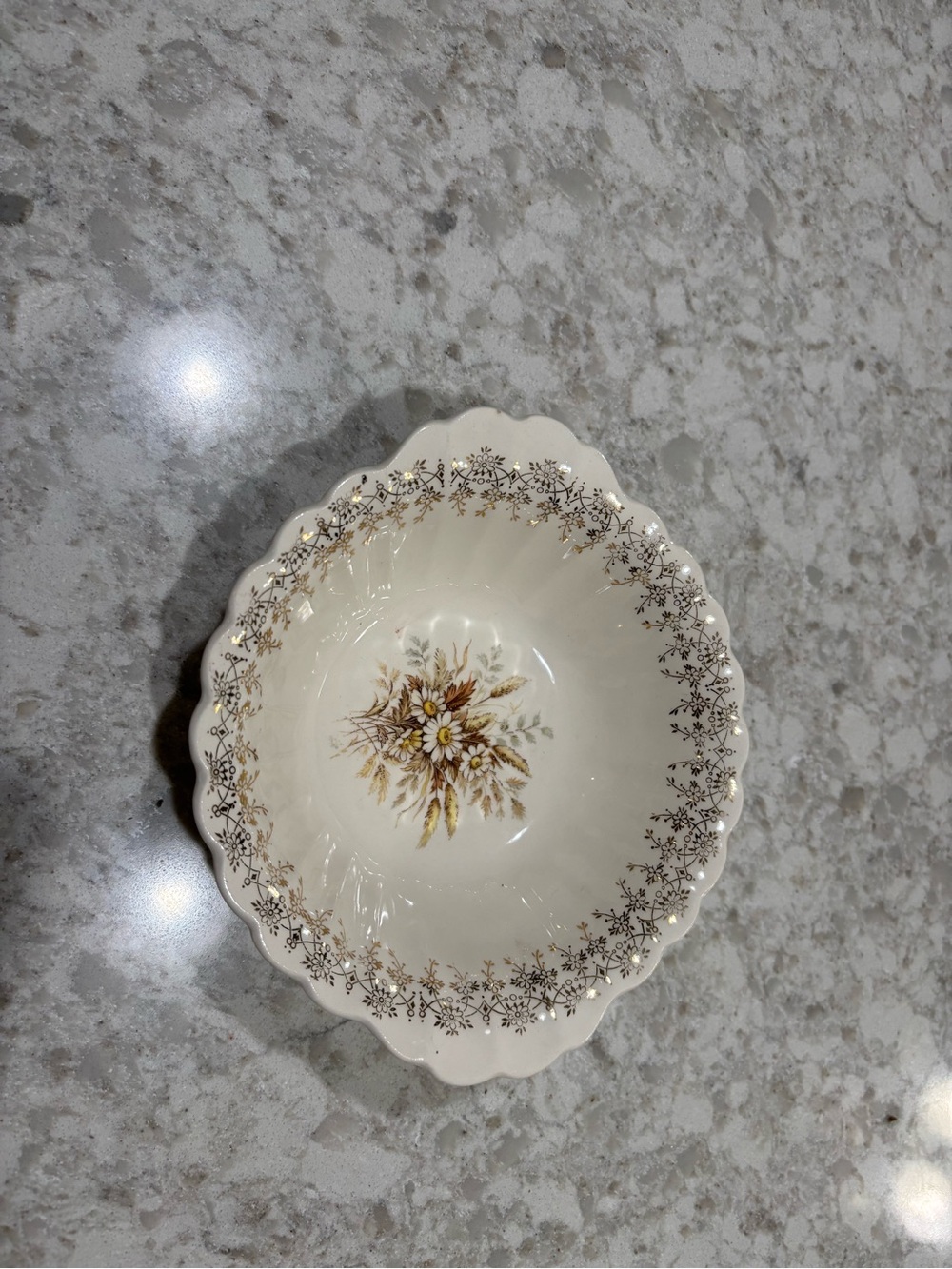 Sunday’s pattern Vintage American Limoges cereal Bowl in Cream with Gold Accent